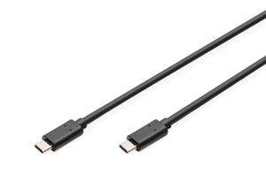 Digitus USB-kabel USB 3.2 Gen1 (USB 3.0 / USB 3.1 Gen1) USB-C stekker, USB-C stekker 1.00 m Zwart Rond, Stekker past op beide manieren, Afgeschermd (dubbel)