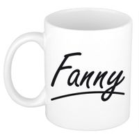 Naam cadeau mok / beker Fanny met sierlijke letters 300 ml   - - thumbnail