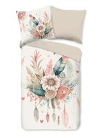 Good Morning Dekbedovertrek "bloemen en veren" - Ecru - (155x220 cm) - Katoen
