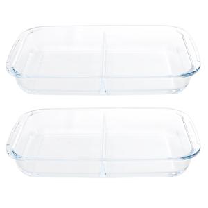 Ovenschaal 2- 2x -vaks - 3,2 liter 34 x 21 x 5 cm - rechthoekig - glas