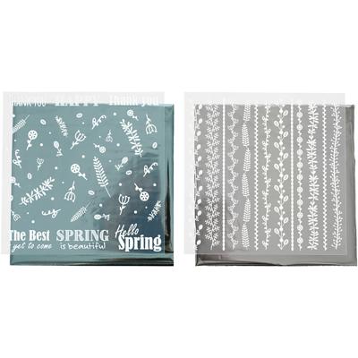 Creativ Company Deco folie en transfervel, lente bloemen, vel 15x15 cm, zilver, turquoise, 2x2 vel/ 1 doos