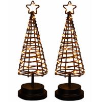 Anna's Collection Kerstverlichting figuur - 2x stuks - 3D lichtboom - 30 cm