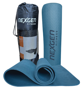 NexGen TPE Yogamat l Fitnessmat l Light Blue l 180 x 61 x 0,8 cm | Incl Draagtas