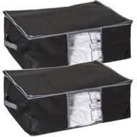 5Five Dekbed/kussen opberghoes - 2x - zwart - met vacuumzak - 60 x 44 x 25 cm