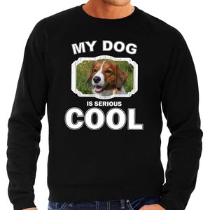 Kooiker honden sweater / trui my dog is serious cool zwart voor heren