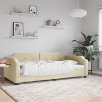 Slaapbank 90x200 cm stof crmekleurig