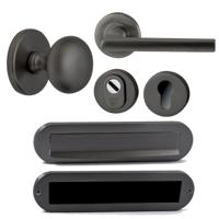 Hardbrass Voordeurset Iris/Sara compleet linkswijzend - PVD gun metal