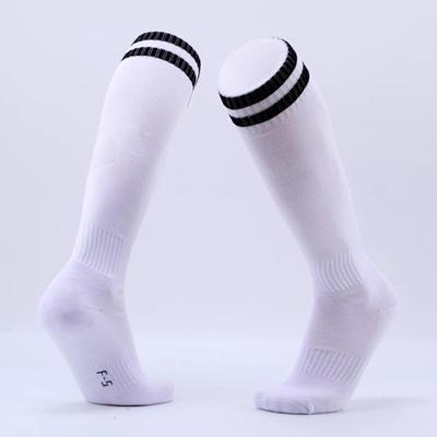 Kinderen voetbal sokken jongens Soccer sok Kid boven knie Plain sokken lange voetbal kousen mannen over knie hoge sok grootte: Kids grootte (wit met