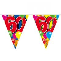 Leeftijd vlaggenlijn 60 jaar - 10 meter - plastic - 60e verjaardag slinger - vlaggetjes
