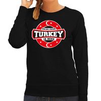 Have fear Turkey is here / Turkije supporter sweater zwart voor dames - thumbnail