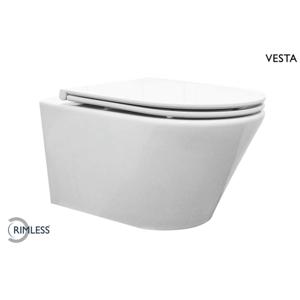 Wiesbaden Vesta Wandcloset Rimless met Flatline Toiletzitting - Softclose en Quick Release - Glans Wit