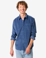 HEMA Herenoverhemd Amir corduroy middenblauw (middenblauw)