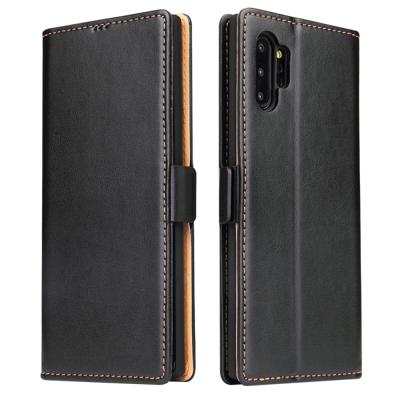 Voor Galaxy Note10 + dermis textuur PU + TPU horizontale Flip lederen draagtas met houder & kaartsleuven & portemonnee (zwart)