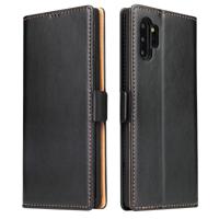 Voor Galaxy Note10 + dermis textuur PU + TPU horizontale Flip lederen draagtas met houder & kaartsleuven & portemonnee (zwart)