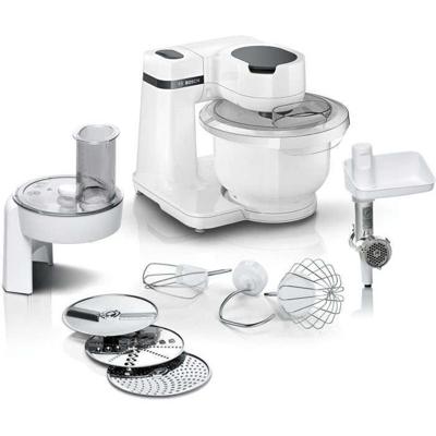 BOSCH Serie 2 MUMS2AW21 Keukenmachine - 700 W - 4 Snelheden - 3,8 L - 3 Schijven - Vleesmolen - Wit