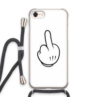 Middle finger white: iPhone 8 Transparant Hoesje met koord
