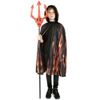 Funny Fashion Halloween verkleed cape met kap - vlammen print - Carnaval kostuum/kleding - thumbnail