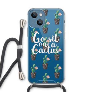 Cactus quote: iPhone 13 Transparant Hoesje met koord