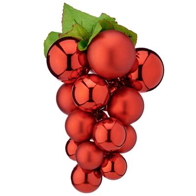 Kerstornament druiventros - rood - 28 cm - kunststof - kersthanger fruit - wijn thema