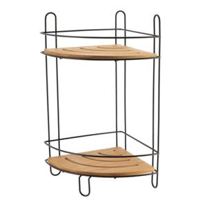 Tendance Badkamer organizer - zwart - metaal/hout - 2 lagen - 37 x 20 x 20 cm - douche rek