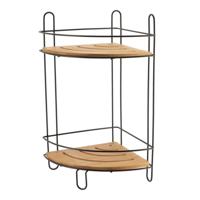 Tendance Badkamer organizer - zwart - metaal/hout - 2 lagen - 37 x 20 x 20 cm - douche rek