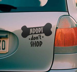 Bot autosticker met de zin Adopteer, niet kopen