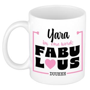 Naam mok Yara - wit - Fabulous - keramiek - 300 ml - cadeau collega beker