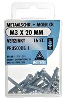 M.schroef moer ck m3x20mm 16st - Deltafix