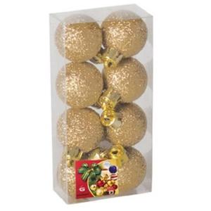 Gerimport Kerstballen - 8x - goud - kunststof - glitters - D3 cm