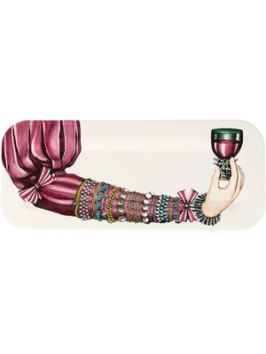 Fornasetti plateau "Braccio con bicchier" - Blanc