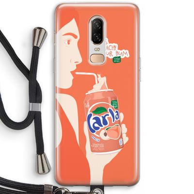 Peach please!: OnePlus 6 Transparant Hoesje met koord