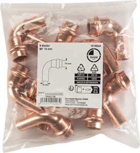 Cornat Perskoppeling Boog 90Gr 15Mm 10St - TP650115B