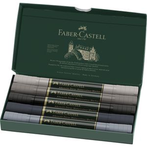 Faber-Castell Wasserfarben Marker markeerstift 5 stuk(s) Borstelpunt Donkergrijs, Grijs, Licht Grijs