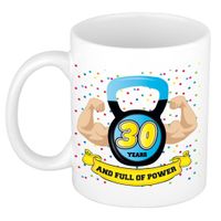 Verjaardag cadeau mok 30 jaar - blauw - spieren - 300 ml - keramiek