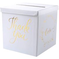 Enveloppendoos thank you - Bruiloft - wit/goud - karton - 20 x 20 cm - Feestdecoratievoorwerp - thumbnail