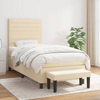 Boxspring met matras stof crèmekleurig 90x190 cm