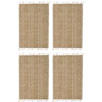 4x Beige/naturel gevlochten placemat 33 x 47 cm rechthoek