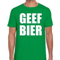 Geef Bier tekst t-shirt groen heren - thumbnail