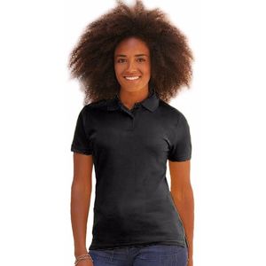 Zwart poloshirt korte mouw voor dames medium fit kort model XL (42)  -