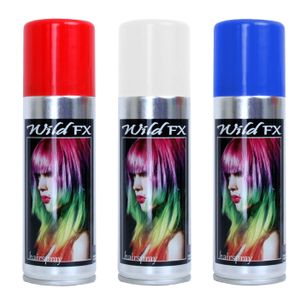 Set 3x kleuren haarverf/haarspray 125 ml - Rood-wit-blauw - Vlag kleuren van Amerika