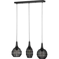 LED Hanglamp E27 met 3-Lichts Rechthoek. Mat Zwart Metaal