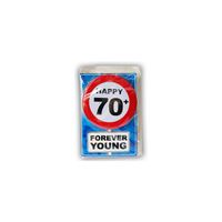 Happy Birthday kaart met button 70 jaar   -
