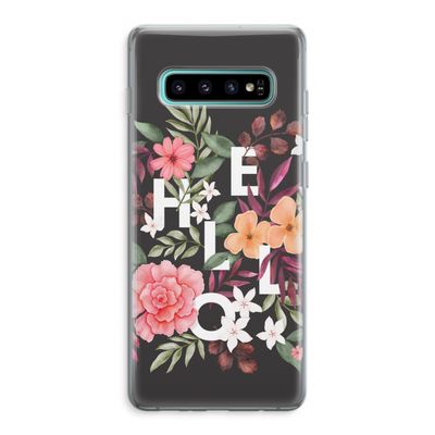 Hello in flowers: Samsung Galaxy S10 Plus Transparant Hoesje