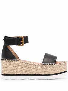 See by Chloé espadrilles compensées en cuir - Noir