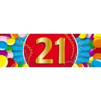 21 jaar leeftijd sticker - 19 x 6 cm - verjaardag - jubileum - versiering