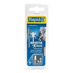 Rapid RVS Blindklinknagels Ø 4.8x10mm + boor in blister (50 stuks)