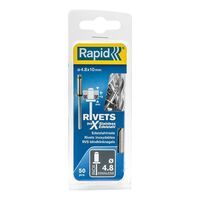 Rapid RVS Blindklinknagels Ø 4.8x10mm + boor in blister (50 stuks)