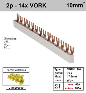 SEP Verdeelkam 2f Vork 14p 18mm M6 grijs F02014G06