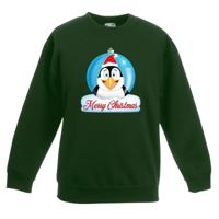 Kersttrui voor kinderen - Merry Christmas pinguin kerstbal - groen - jongens en meisjes
