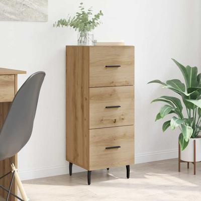 Dressoir artisanaal eikenkleurig 34 x 34.5 x 90 cm Bewerkt hout